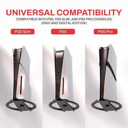 PlayVital 縦置きスタンド 滑り止めパッド付き PS5/Slim/Pro/Standard コンソール ディスク＆デジタル対応 省スペース設計 ホルダーベース アクセサリー【ブラック】