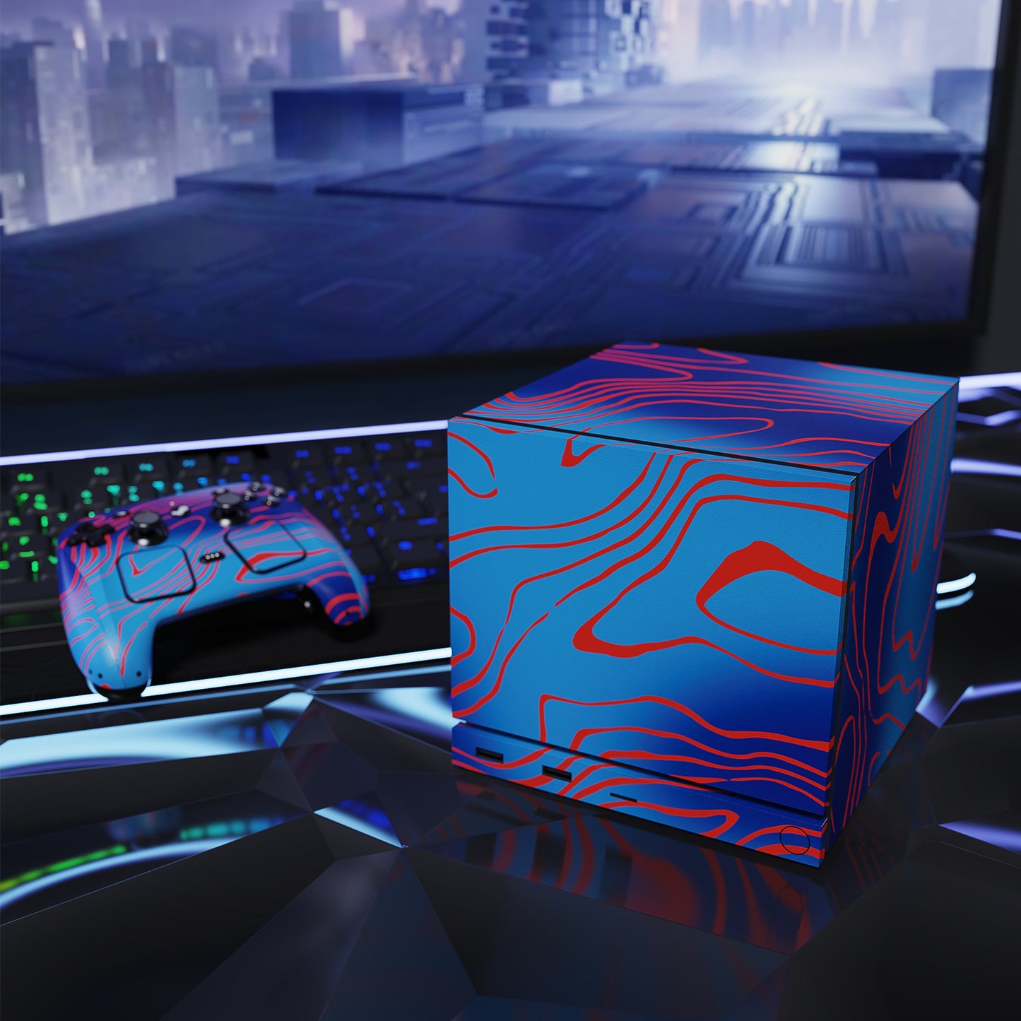 PlayVital Steam Machine本体・Steam Controller用 スキンシールセット (2026) 【ダマスカスカモ】
