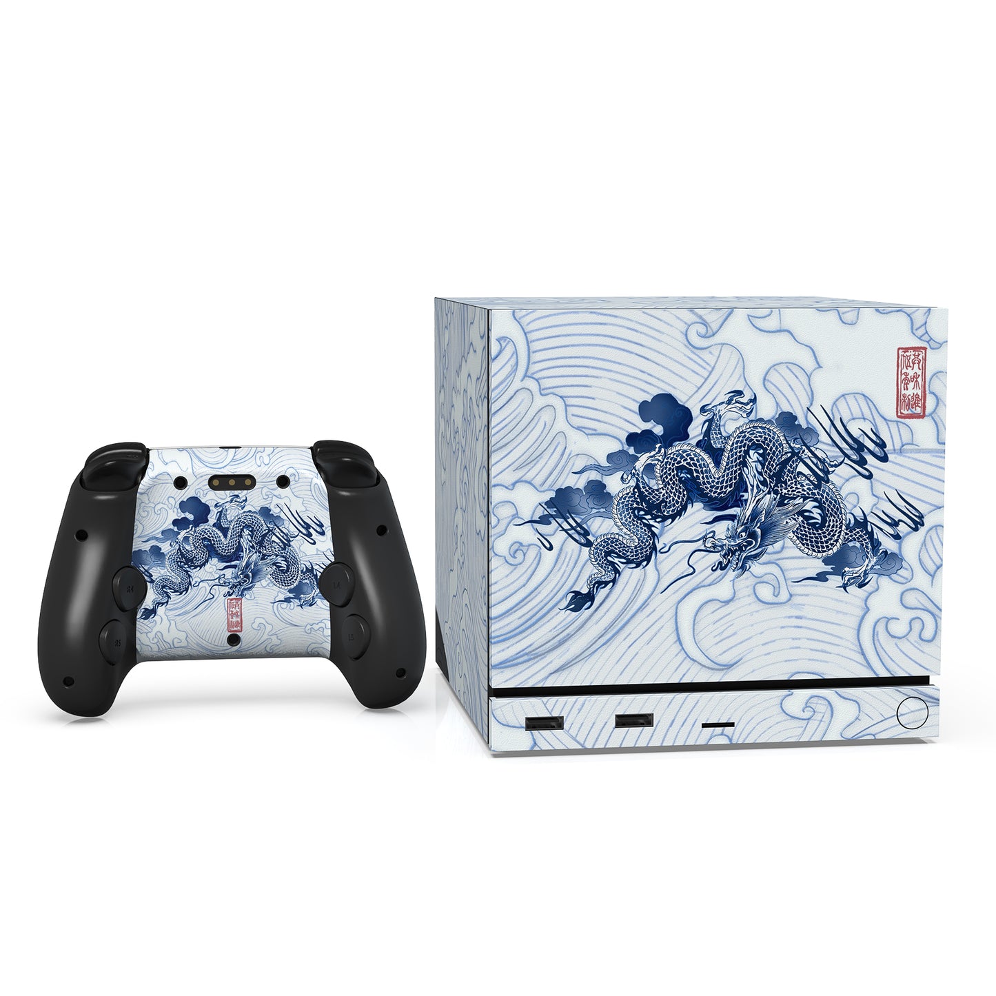 PlayVital Steam Machine本体・Steam Controller用 スキンシールセット (2026) 【青花磁器風】