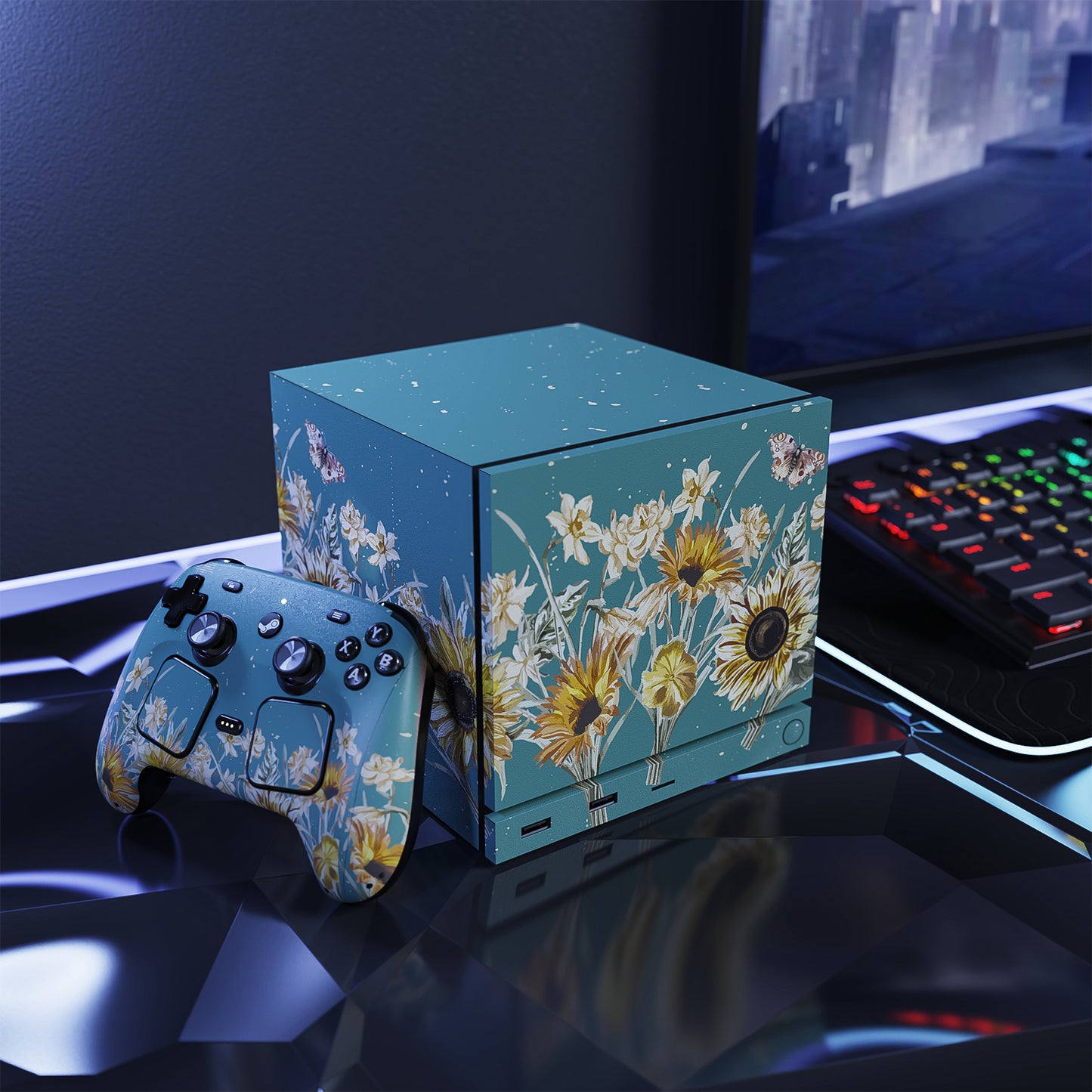 PlayVital Steam Machine本体・Steam Controller用 スキンシールセット (2026) 【ひまわり】