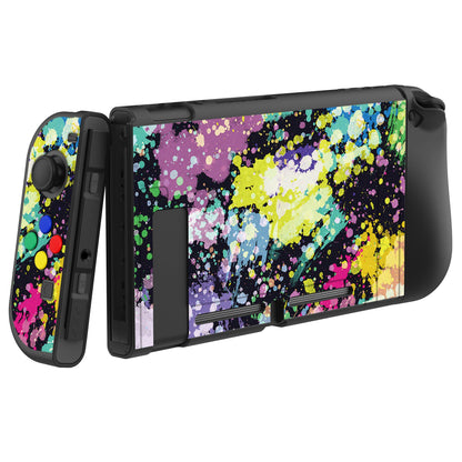 PlayVital Watercolour Splash Protective Case for NS, Soft TPU Slim Case Cover for NS Joycon Console with Colorful ABXY Direction Button Caps - NTU6016G2 PlayVital