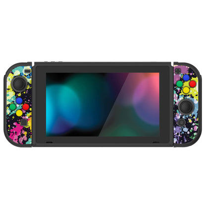 PlayVital Watercolour Splash Protective Case for NS, Soft TPU Slim Case Cover for NS Joycon Console with Colorful ABXY Direction Button Caps - NTU6016G2 PlayVital