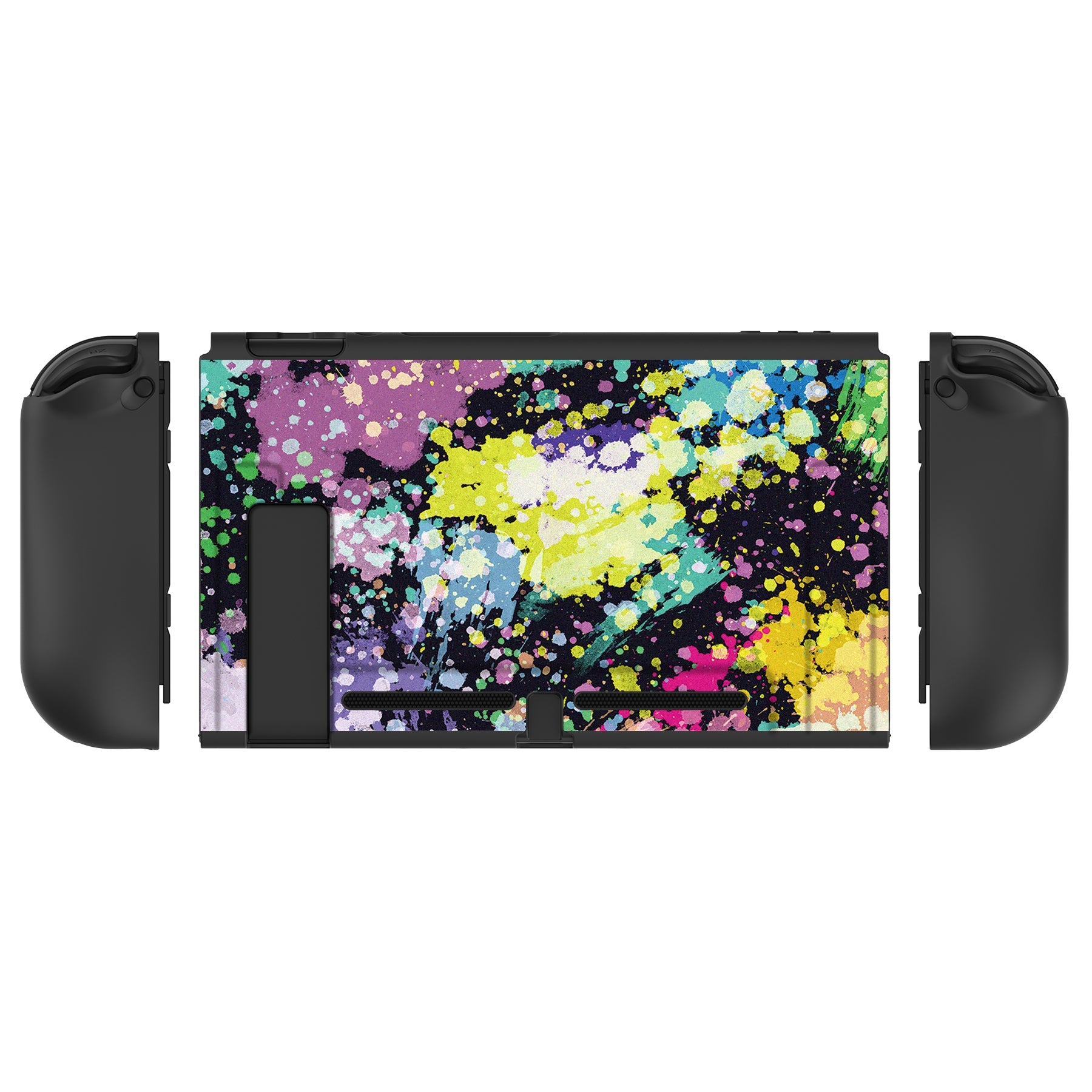 PlayVital Watercolour Splash Protective Case for NS, Soft TPU Slim Case Cover for NS Joycon Console with Colorful ABXY Direction Button Caps - NTU6016G2 PlayVital