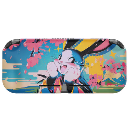 PlayVital ZealProtect Hard Shell Protective Case with Screen Protector & Thumb Grip Caps & Button Caps for NS Switch Lite - Blossom POP Bunny - PSLYR008 playvital