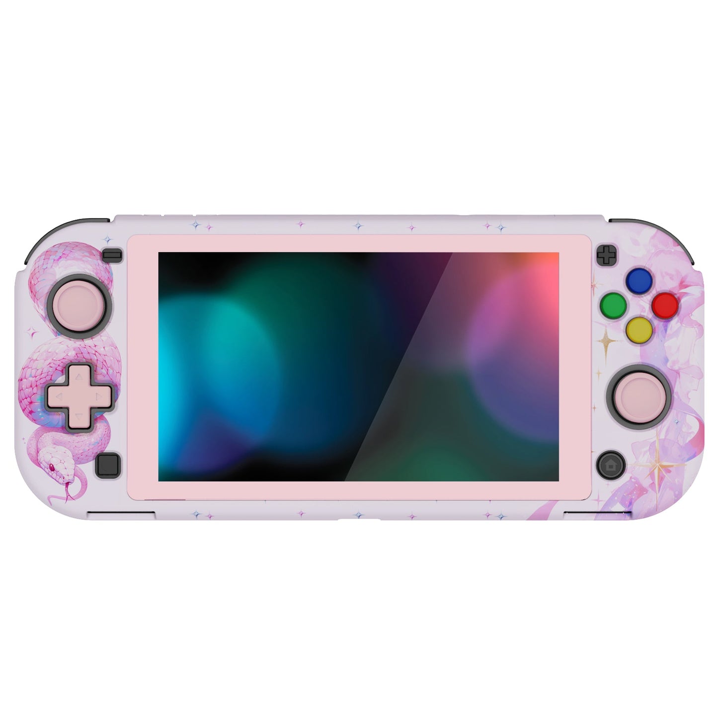 PlayVital ZealProtect Hard Shell Protective Case with Screen Protector & Thumb Grip Caps & Button Caps for NS Switch Lite - Celestial Serpent's Embrace - PSLYR006 playvital