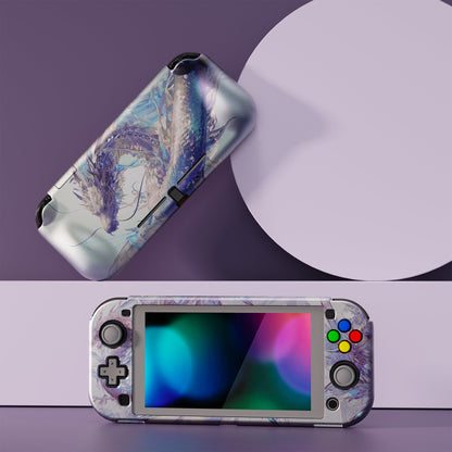 PlayVital ZealProtect Hard Shell Protective Case with Screen Protector & Thumb Grip Caps & Button Caps for NS Switch Lite - Crystal Dragon - PSLYR013 playvital