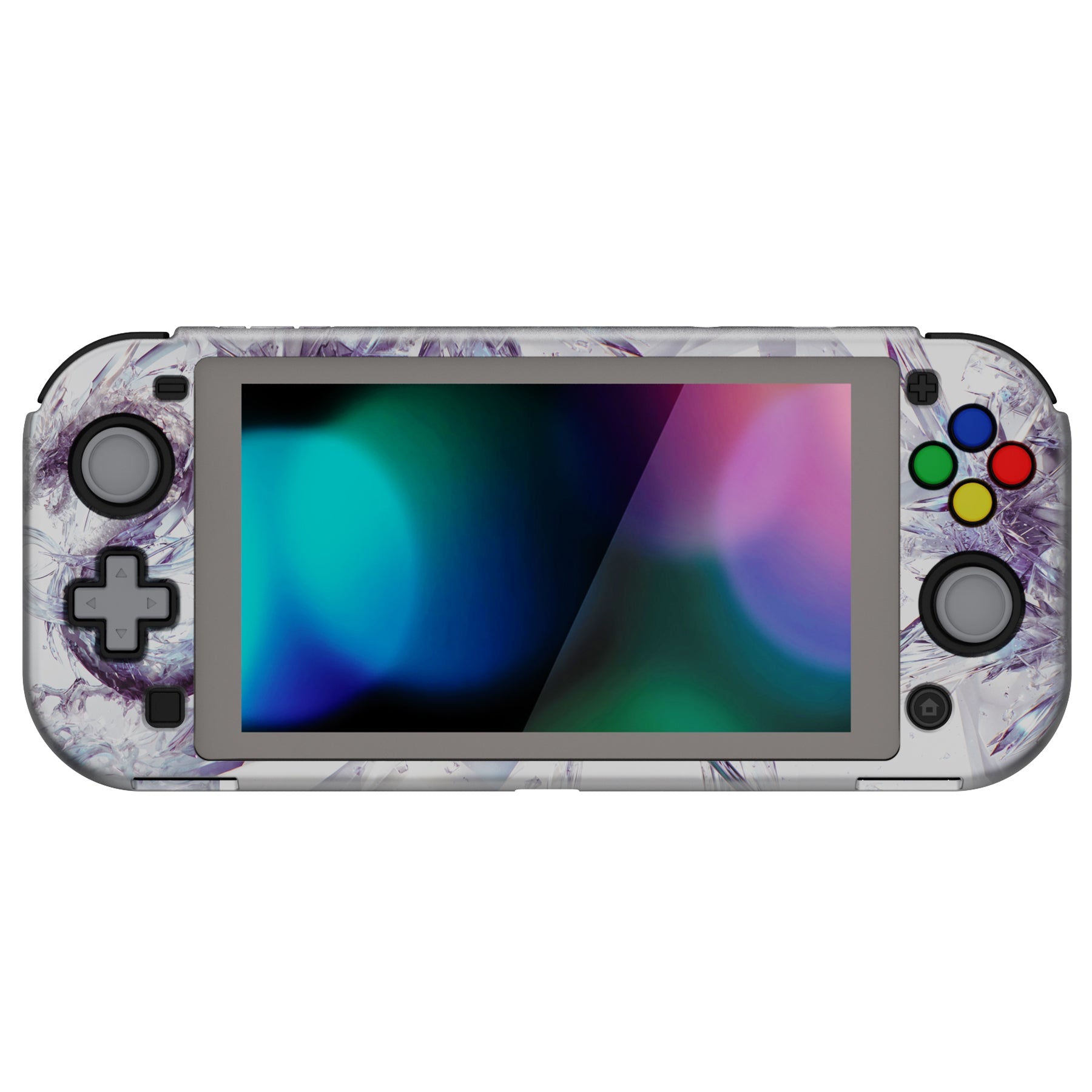 PlayVital ZealProtect Hard Shell Protective Case with Screen Protector & Thumb Grip Caps & Button Caps for NS Switch Lite - Crystal Dragon - PSLYR013 playvital