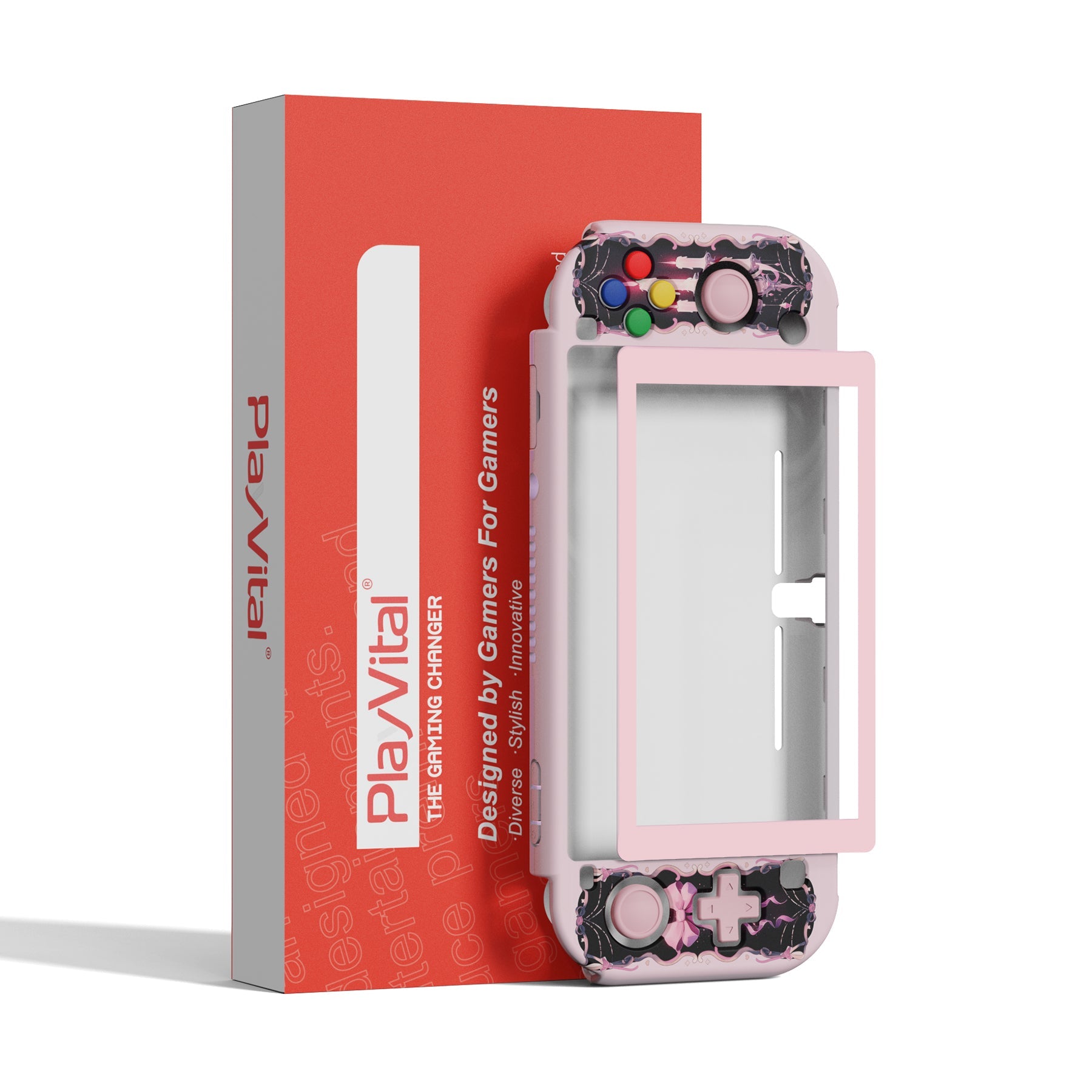 PlayVital ZealProtect Hard Shell Protective Case with Screen Protector & Thumb Grip Caps & Button Caps for NS Switch Lite - Darkling Sheep - PSLYR007 playvital