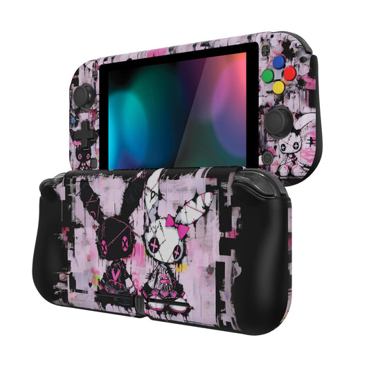 PlayVital ZealProtect Hard Shell Protective Case with Screen Protector & Thumb Grip Caps & Button Caps for NS Switch Lite - Lovely Punky Bunny - PSLYR012 playvital