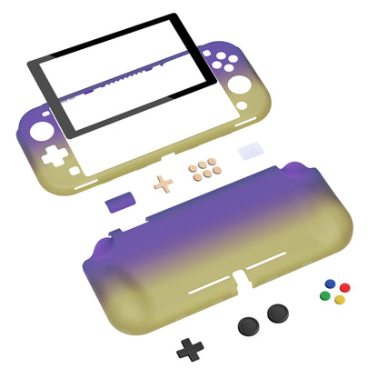 PlayVital ZealProtect Hard Shell Protective Case with Screen Protector & Thumb Grip Caps & Button Caps for NS Switch Lite - Gradient Translucent Bluebell - PSLYP301 playvital