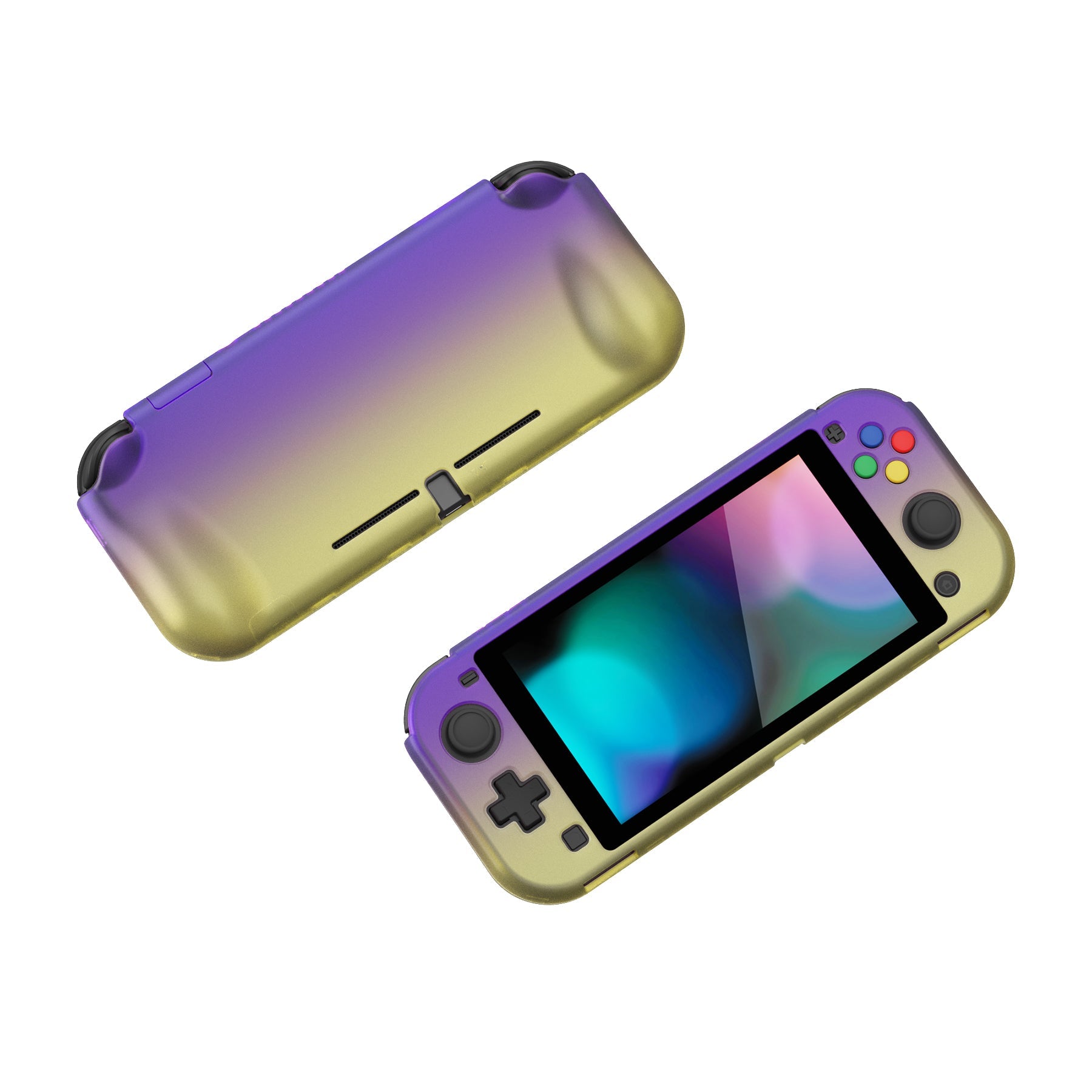 PlayVital ZealProtect Hard Shell Protective Case with Screen Protector & Thumb Grip Caps & Button Caps for NS Switch Lite - Gradient Translucent Bluebell - PSLYP301 playvital