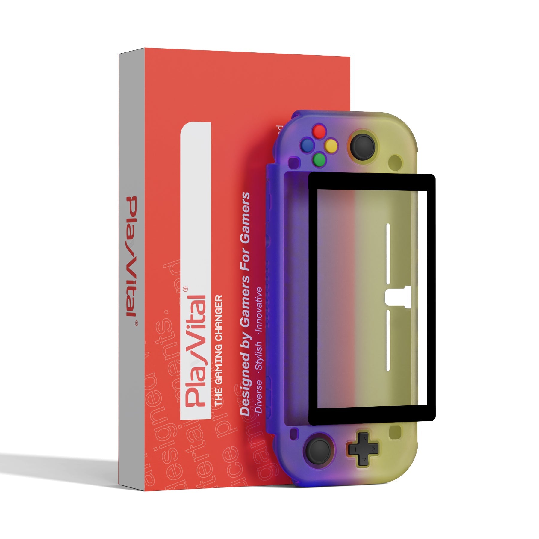 PlayVital ZealProtect Hard Shell Protective Case with Screen Protector & Thumb Grip Caps & Button Caps for NS Switch Lite - Gradient Translucent Bluebell - PSLYP301 playvital