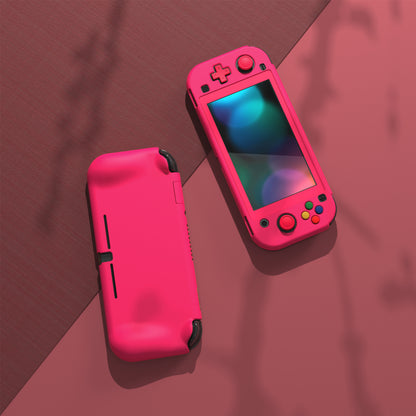 PlayVital ZealProtect ハードシェル保護ケース スクリーンプロテクター、サムグリップキャップ、ボタンキャップ付き Switch Lite用【濃いピンク