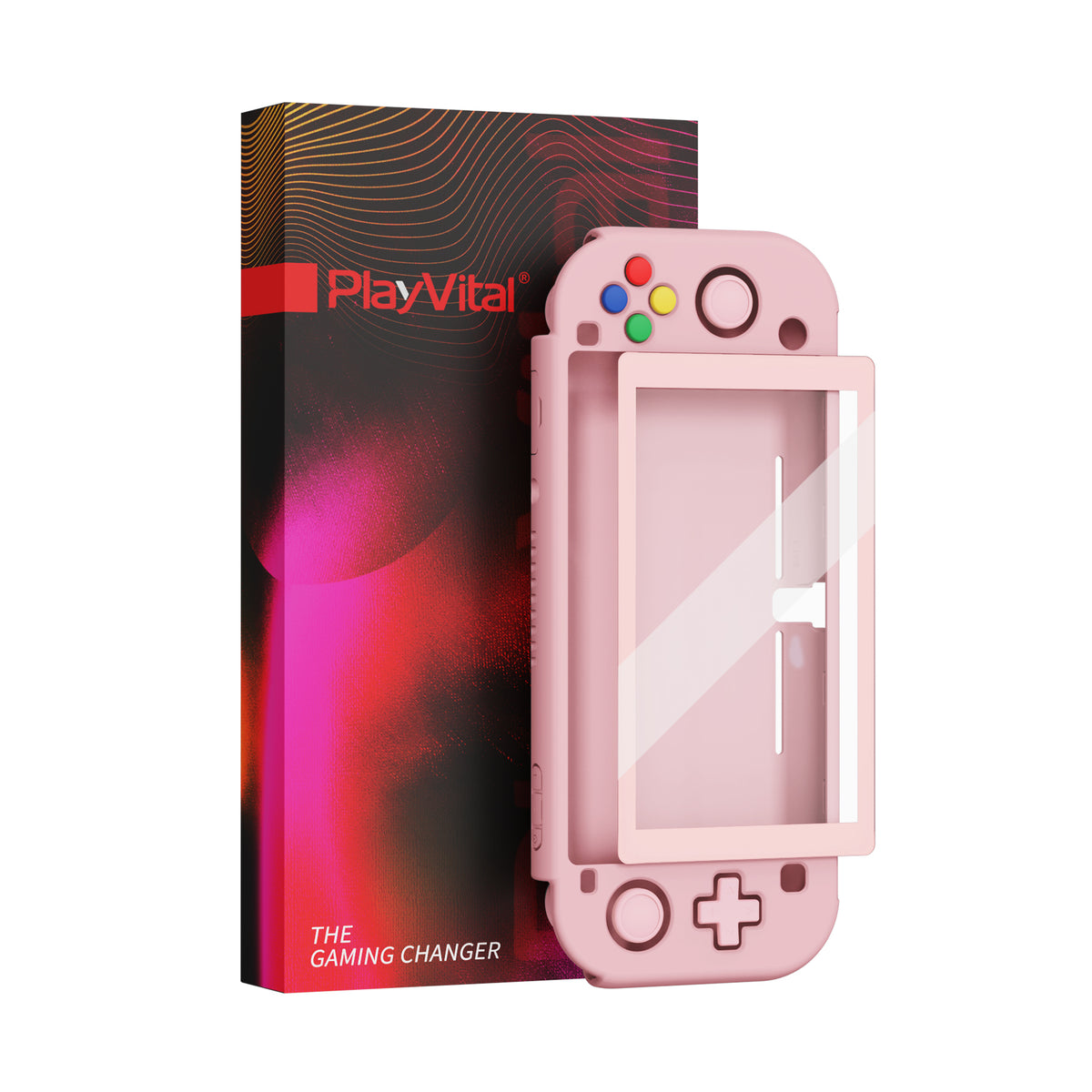 PlayVital ZealProtect ハードシェル保護ケース スクリーンプロテクター、サムグリップキャップ、ボタンキャップ付き Switch Lite用 【ピーチブロッサムピンク】