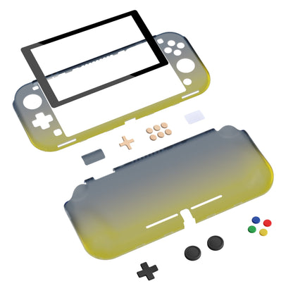 PlayVital ZealProtect Protective Case for Nintendo Switch Lite, Hard Shell Ergonomic Grip Cover for Nintendo Switch Lite w/Screen Protector & Thumb Grip Caps & Button Caps - Gradient Black Yellown - PSLYP3014 playvital