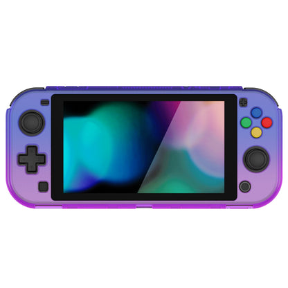 PlayVital ZealProtect Protective Case for Nintendo Switch Lite, Hard Shell Ergonomic Grip Cover for Nintendo Switch Lite w/Screen Protector & Thumb Grip Caps & Button Caps - Gradient Translucent Bluebell - PSLYP3011 playvital