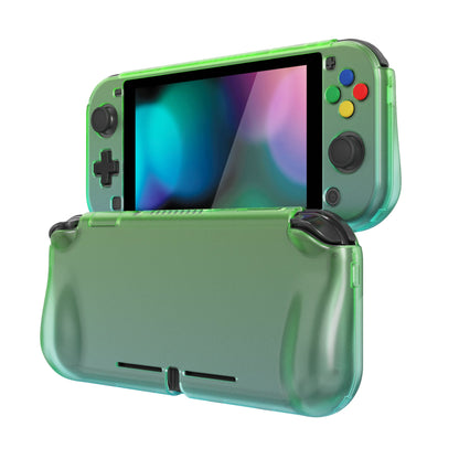 PlayVital ZealProtect Protective Case for Nintendo Switch Lite, Hard Shell Ergonomic Grip Cover for Nintendo Switch Lite w/Screen Protector & Thumb Grip Caps & Button Caps - Gradient Translucent Green Blue - PSLYP3013 playvital