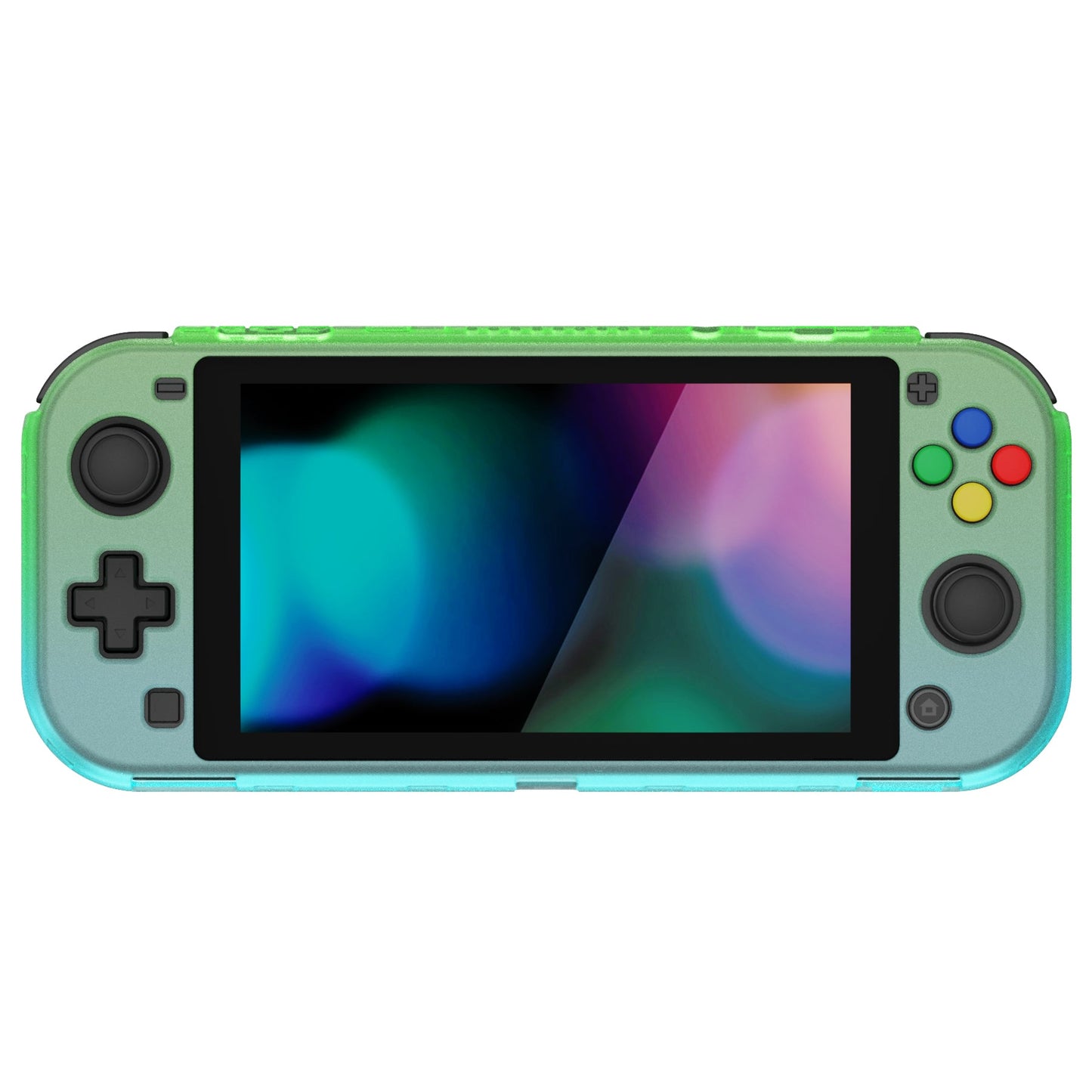 PlayVital ZealProtect Protective Case for Nintendo Switch Lite, Hard Shell Ergonomic Grip Cover for Nintendo Switch Lite w/Screen Protector & Thumb Grip Caps & Button Caps - Gradient Translucent Green Blue - PSLYP3013 playvital