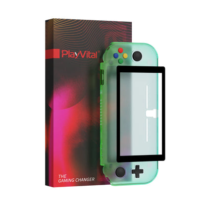 PlayVital ZealProtect Protective Case for Nintendo Switch Lite, Hard Shell Ergonomic Grip Cover for Nintendo Switch Lite w/Screen Protector & Thumb Grip Caps & Button Caps - Gradient Translucent Green Blue - PSLYP3013 playvital