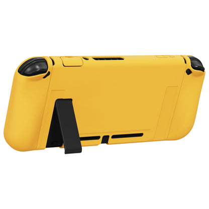 PlayVital ZealProtect Soft Protective Case for Nintendo Switch, Flexible Cover for Switch with Tempered Glass Screen Protector & Thumb Grips & ABXY Direction Button Caps - Bright Yellow - RNSYM5009 playvital