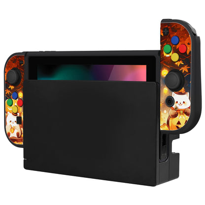 PlayVital ZealProtect Soft Protective Case for Nintendo Switch, Flexible Cover for Switch with Tempered Glass Screen Protector & Thumb Grips & ABXY Direction Button Caps - Halloween Pumpkin Fest - RNSYV6051 playvital