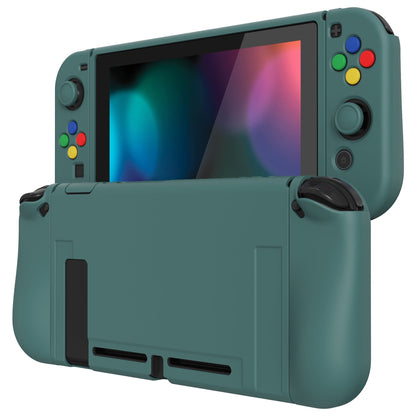 PlayVital ZealProtect Soft Protective Case for Nintendo Switch, Flexible Cover for Switch with Tempered Glass Screen Protector & Thumb Grips & ABXY Direction Button Caps - Hunter Green - RNSYM5008 playvital