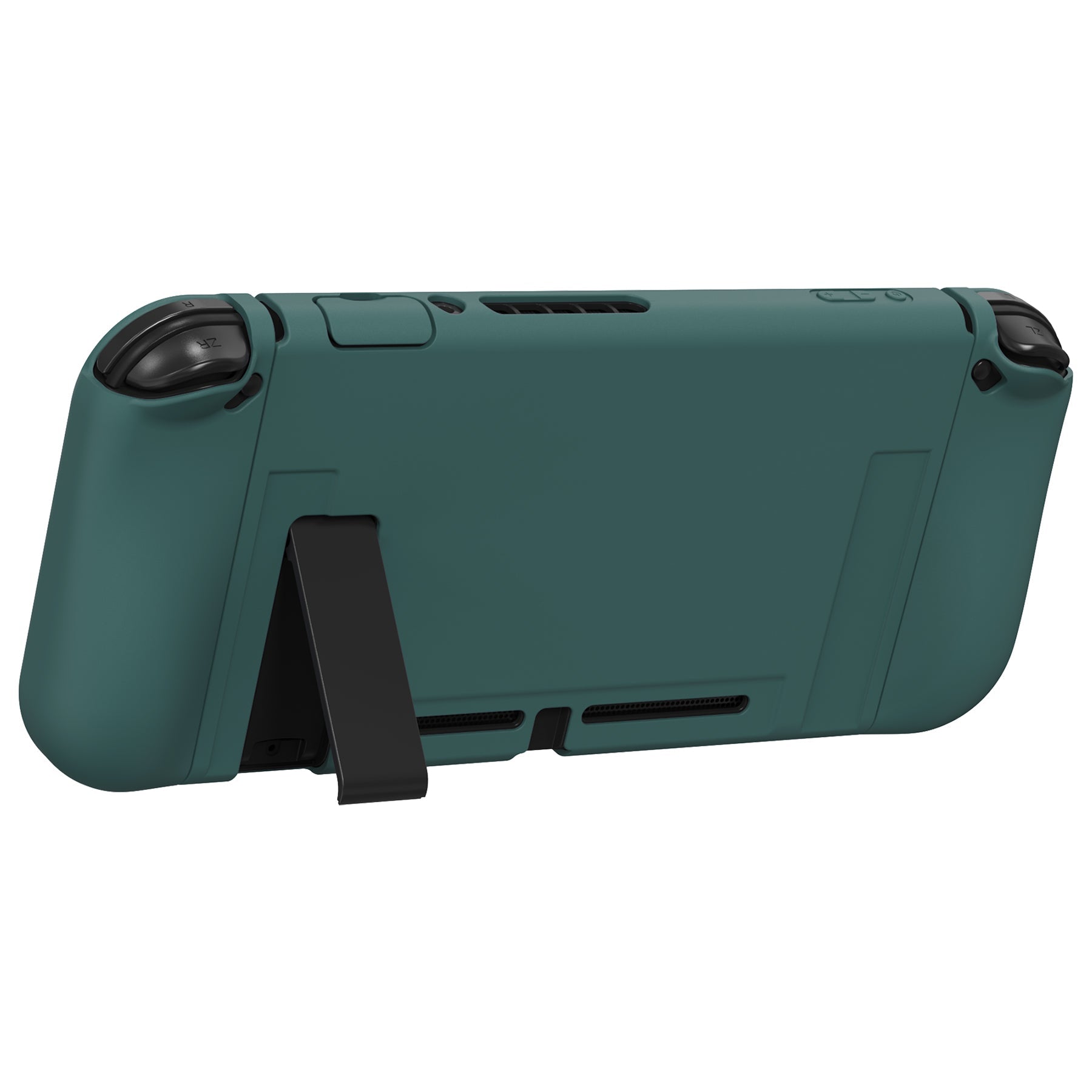 PlayVital ZealProtect Soft Protective Case for Nintendo Switch, Flexible Cover for Switch with Tempered Glass Screen Protector & Thumb Grips & ABXY Direction Button Caps - Hunter Green - RNSYM5008 playvital