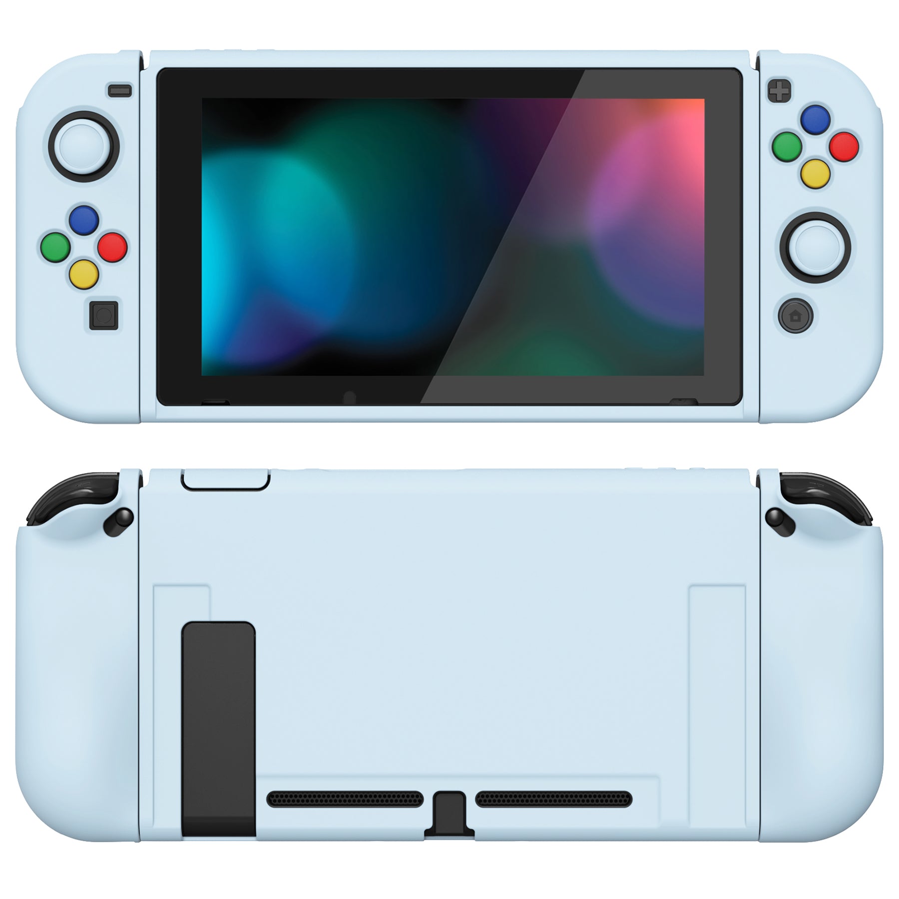 PlayVital ZealProtect Soft Protective Case for Nintendo Switch, Flexible Cover for Switch with Tempered Glass Screen Protector & Thumb Grips & ABXY Direction Button Caps - Sky Blue - RNSYM5010 playvital