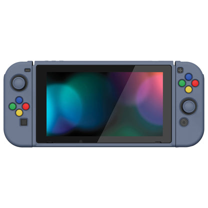 PlayVital ZealProtect Soft Protective Case for Nintendo Switch, Flexible Cover for Switch with Tempered Glass Screen Protector & Thumb Grips & ABXY Direction Button Caps - Slate Gray - RNSYM5011 playvital