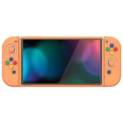 PlayVital ZealProtect ソフト TPU スリム保護ケース 親指グリップキャップと ABXY 方向ボタンキャップ付き Switch 有機el 用【アプリコットイエロー 】【XSOYM5011】