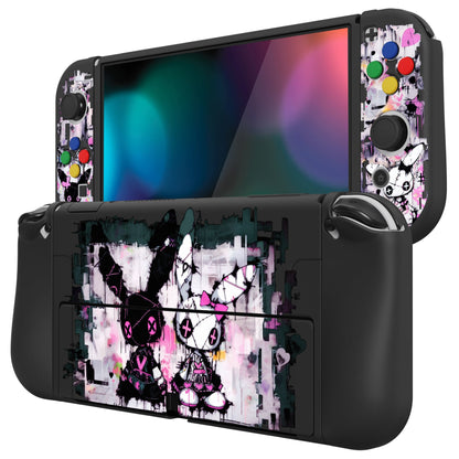 PlayVital ZealProtect Soft TPU Slim Protective Case with Thumb Grip Caps & ABXY Direction Button Caps for NS Switch OLED - Blossom POP Bunny - XSOYV6053 (Copy) playvital