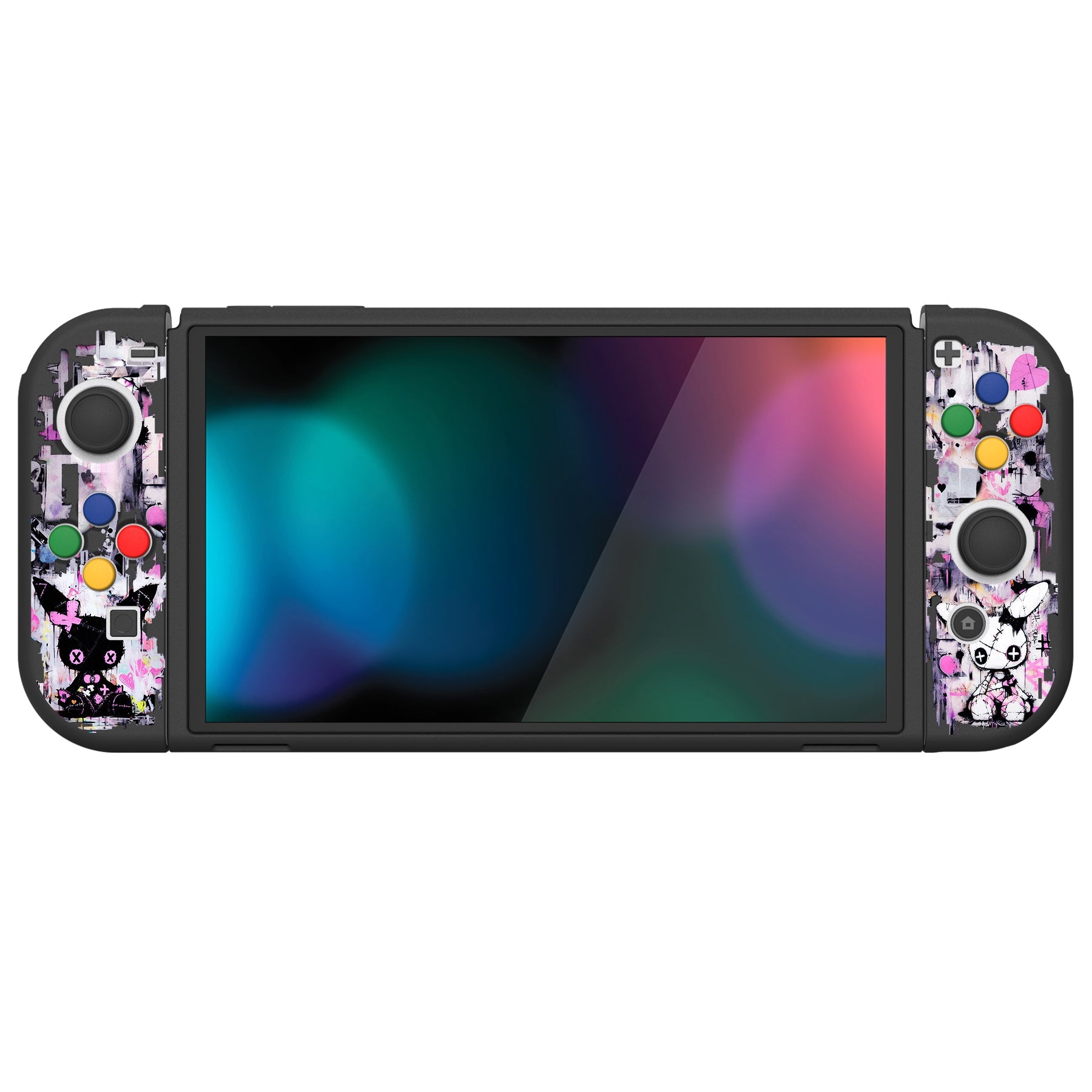 PlayVital ZealProtect Soft TPU Slim Protective Case with Thumb Grip Caps & ABXY Direction Button Caps for NS Switch OLED - Blossom POP Bunny - XSOYV6053 (Copy) playvital