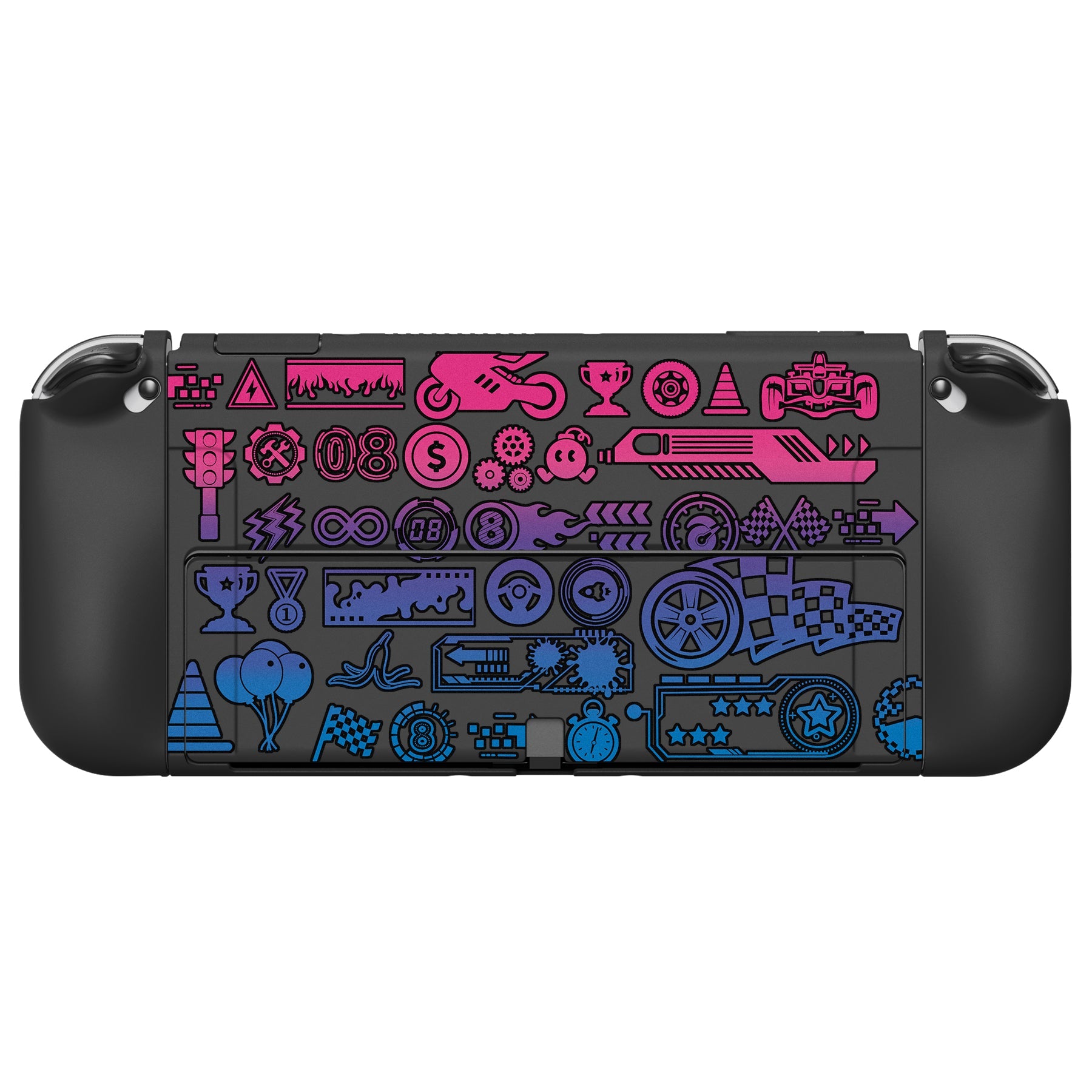 PlayVital ZealProtect Soft TPU Slim Protective Case with Thumb Grip Caps & ABXY Direction Button Caps for NS Switch OLED - Deluxe Championship - XSOYV6049 playvital