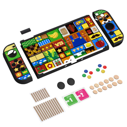 PlayVital ZealProtect Soft TPU Slim Protective Case with Thumb Grip Caps & ABXY Direction Button Caps for NS Switch OLED - Puzzle Adventure - XSOYV6048 playvital