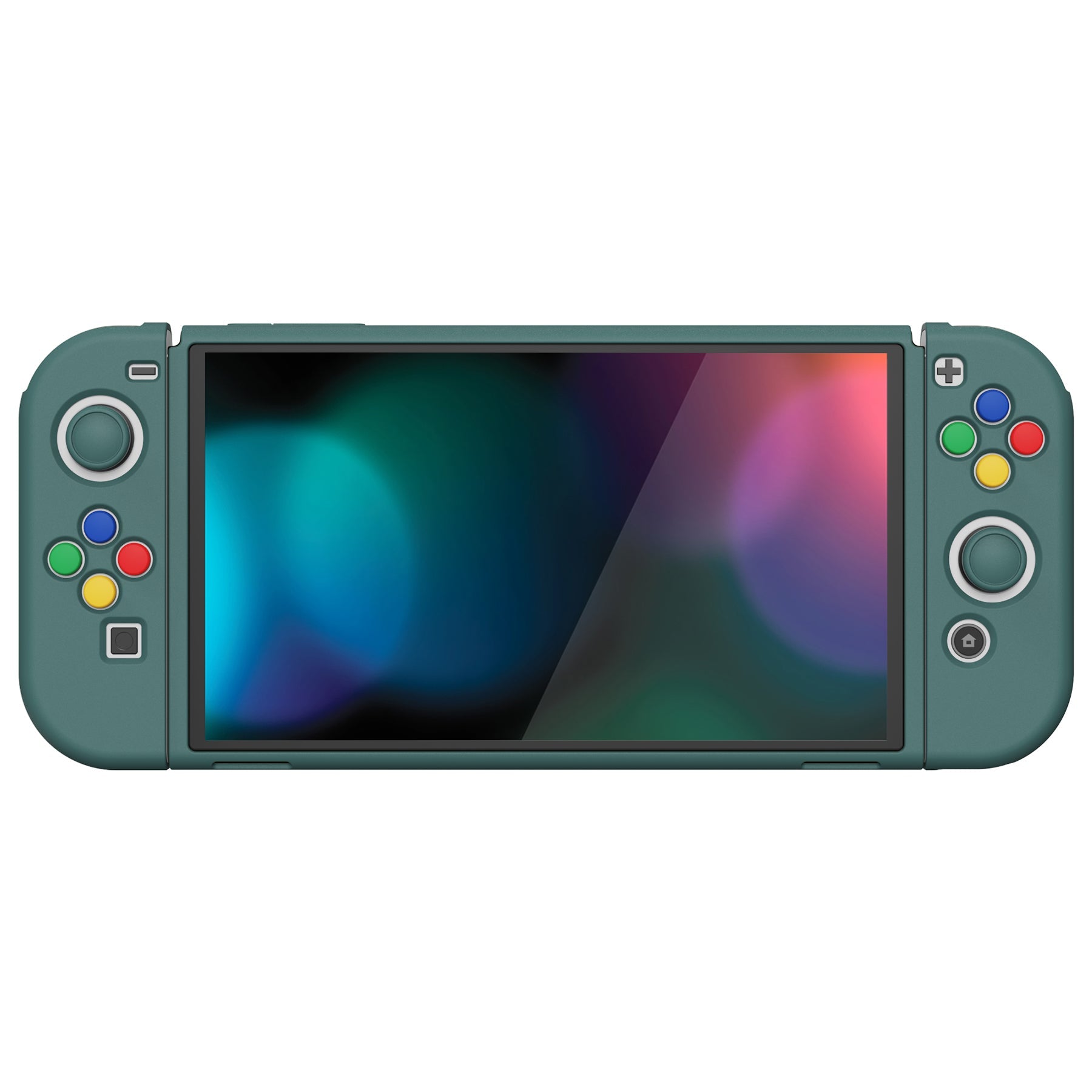 PlayVital ZealProtect Soft Protective Case for Switch OLED, Flexible Protector Joycon Grip Cover for Switch OLED with Thumb Grip Caps & ABXY Direction Button Caps - Hunter Green - XSOYM5007 playvital