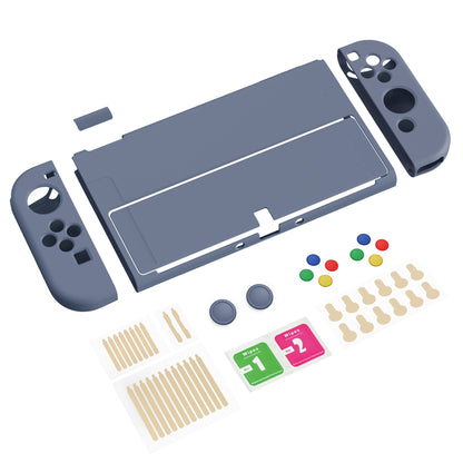 PlayVital ZealProtect Soft Protective Case for Switch OLED, Flexible Protector Joycon Grip Cover for Switch OLED with Thumb Grip Caps & ABXY Direction Button Caps - Slate Gray - XSOYM5011 playvital