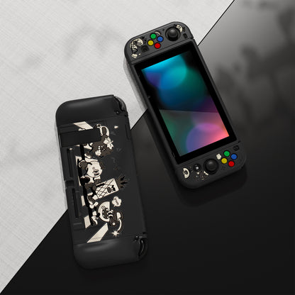 PlayVital ZealProtect ソフト TPU スリム保護ケース、強化ガラススクリーンプロテクター、サムグリップ、ABXY 方向ボタンキャップ付き NS Switch 用【フルーツロード】