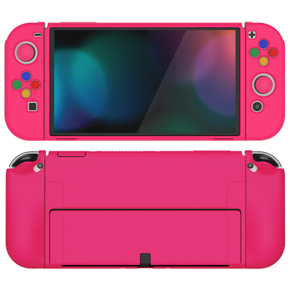 PlayVital ZealProtect ソフト TPU スリム保護ケース 親指グリップキャップと ABXY 方向ボタンキャップ付き Switch 有機el 用【濃いピンク 】