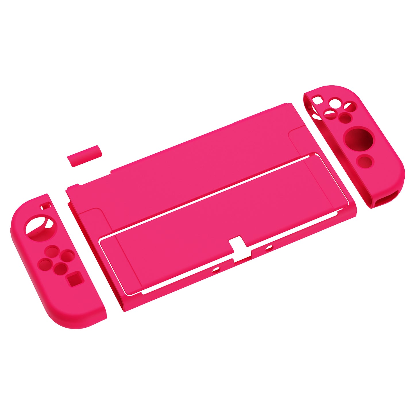 PlayVital ZealProtect ソフト TPU スリム保護ケース 親指グリップキャップと ABXY 方向ボタンキャップ付き Switch 有機el 用【濃いピンク 】