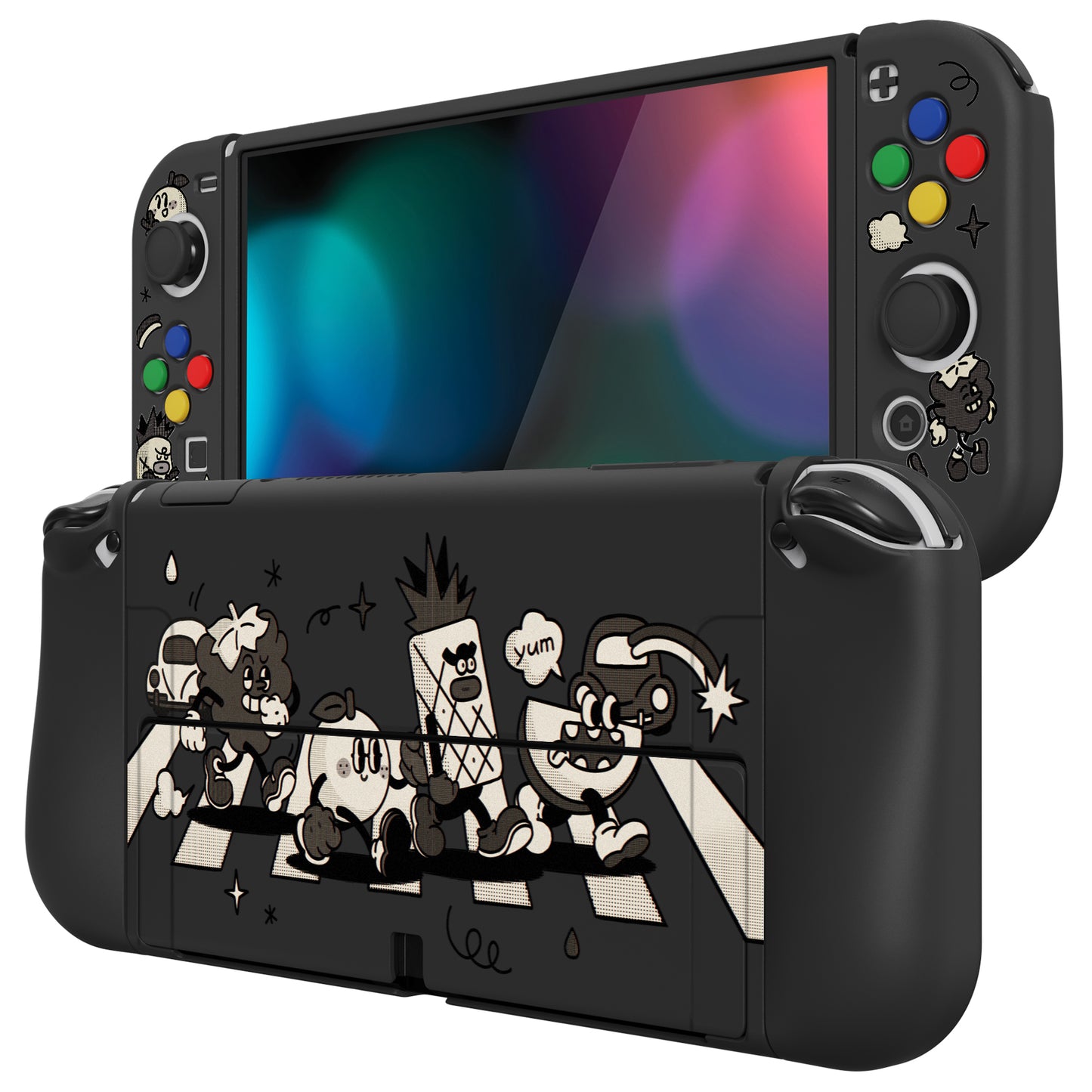 PlayVital ZealProtect ソフト TPU スリム保護ケース 親指グリップキャップと ABXY 方向ボタンキャップ付き Switch 有機el 用【フルーツロード】