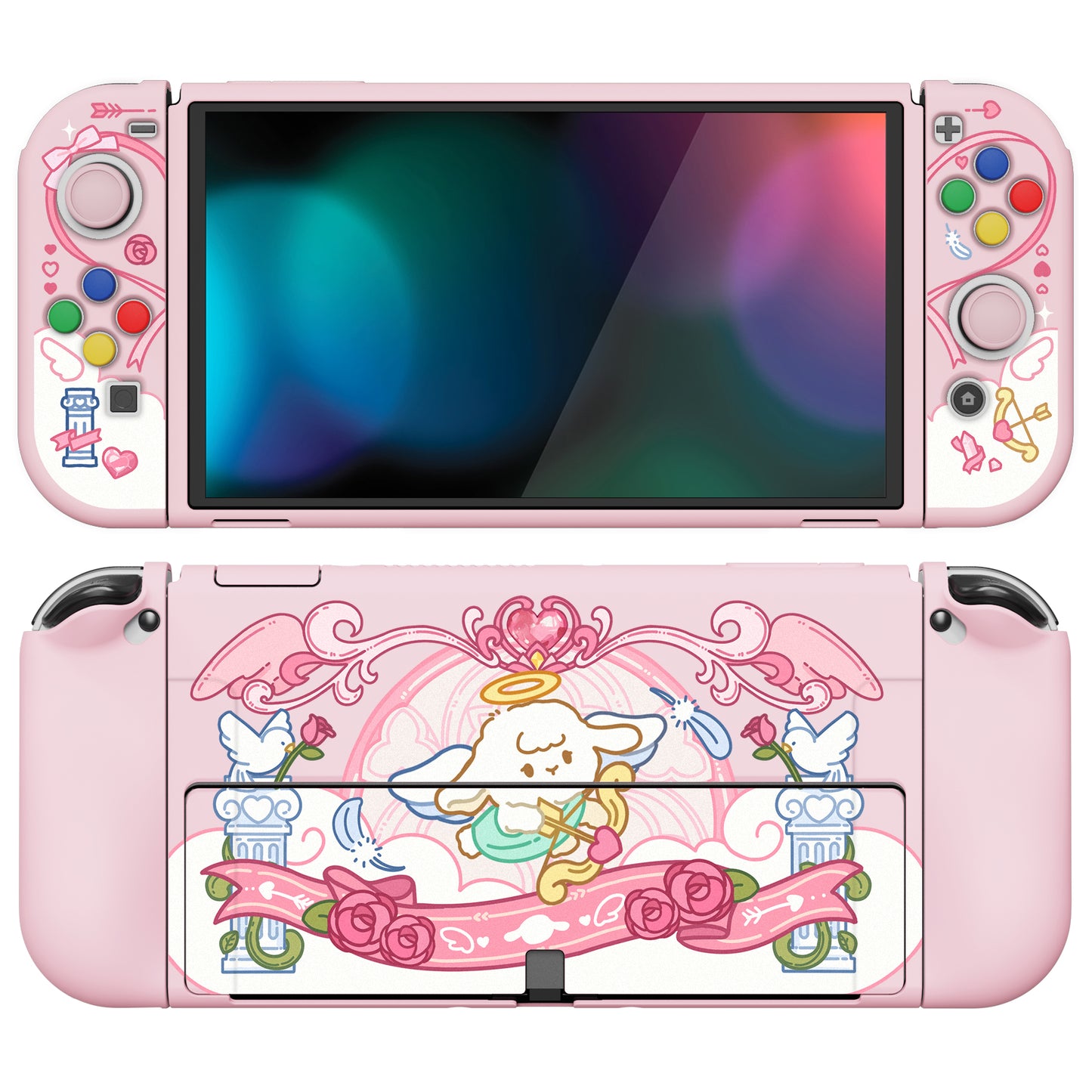 PlayVital ZealProtect ソフト TPU スリム保護ケース 親指グリップキャップと ABXY 方向ボタンキャップ付き Switch 有機el 用【インターン・キューピッド】