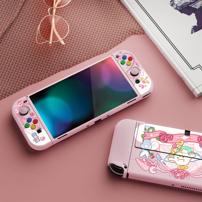 PlayVital ZealProtect ソフト TPU スリム保護ケース 親指グリップキャップと ABXY 方向ボタンキャップ付き Switch 有機el 用【インターン・キューピッド】