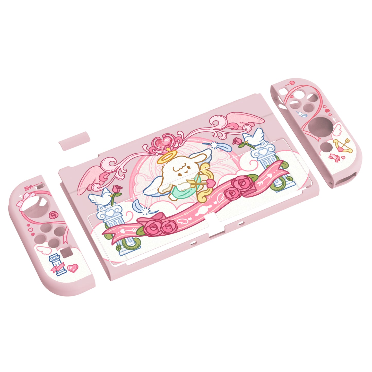 PlayVital ZealProtect ソフト TPU スリム保護ケース 親指グリップキャップと ABXY 方向ボタンキャップ付き Switch 有機el 用【インターン・キューピッド】