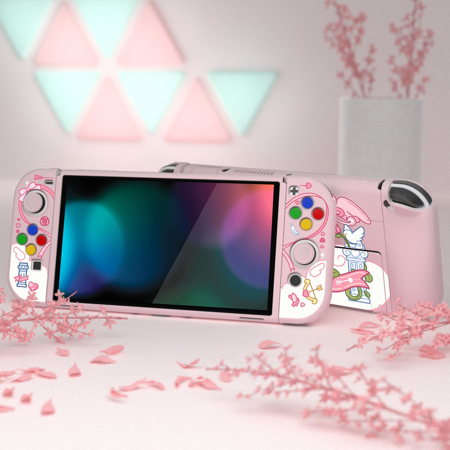 PlayVital ZealProtect ソフト TPU スリム保護ケース 親指グリップキャップと ABXY 方向ボタンキャップ付き Switch 有機el 用【インターン・キューピッド】