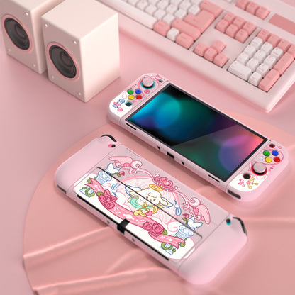 PlayVital ZealProtect ソフト TPU スリム保護ケース 親指グリップキャップと ABXY 方向ボタンキャップ付き Switch 有機el 用【インターン・キューピッド】