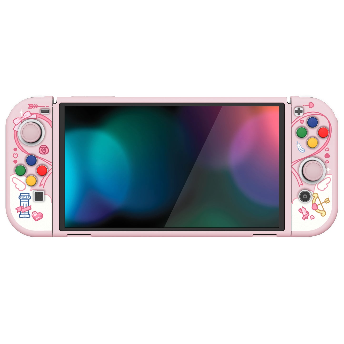 PlayVital ZealProtect ソフト TPU スリム保護ケース 親指グリップキャップと ABXY 方向ボタンキャップ付き Switch 有機el 用【インターン・キューピッド】