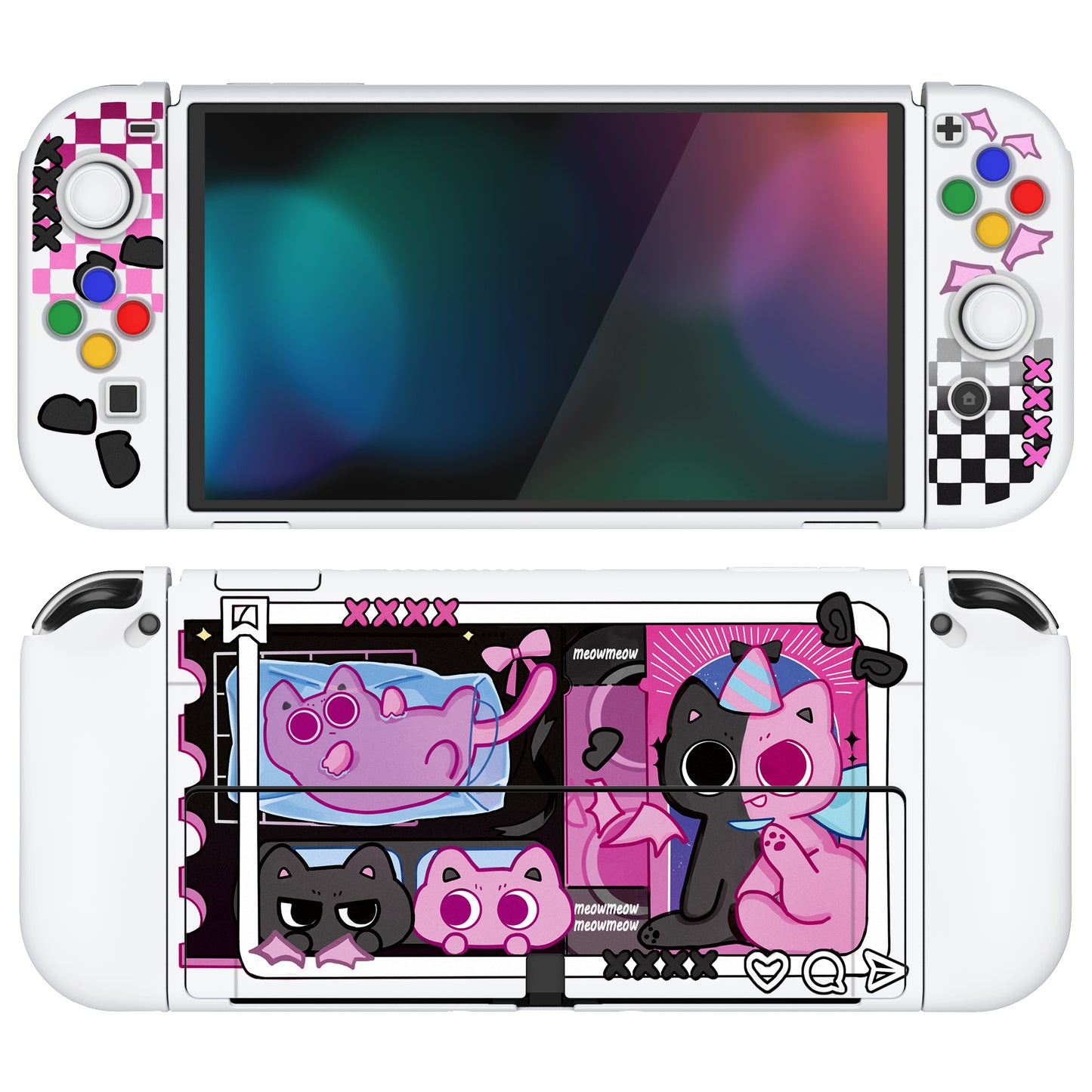 PlayVital ZealProtect ソフト TPU スリム保護ケース 親指グリップキャップと ABXY 方向ボタンキャップ付き Switch 有機el 用【PP & VV】