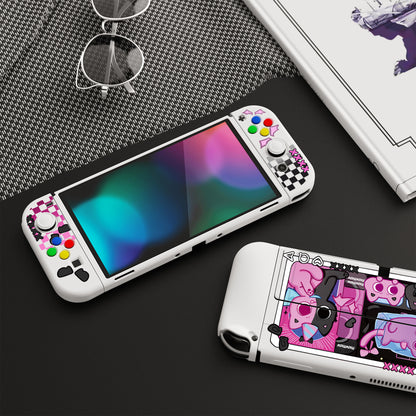 PlayVital ZealProtect ソフト TPU スリム保護ケース 親指グリップキャップと ABXY 方向ボタンキャップ付き Switch 有機el 用【PP & VV】