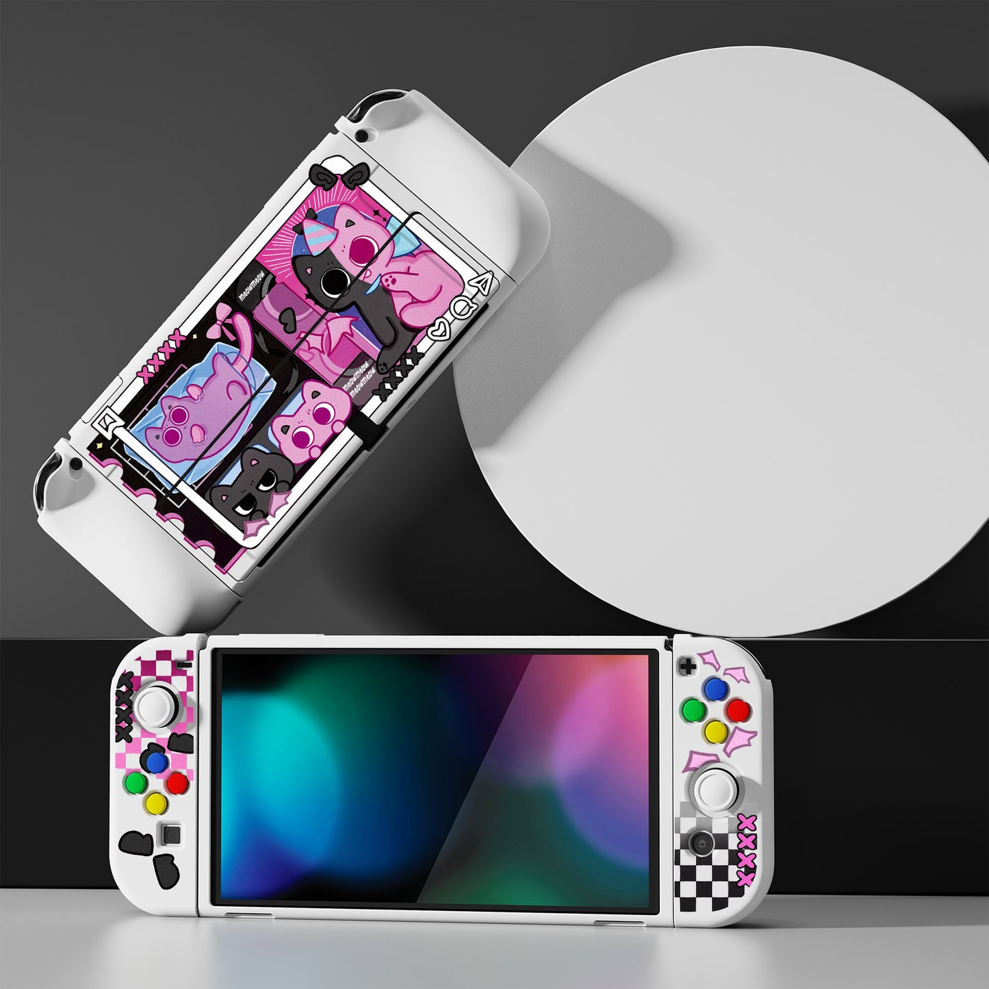 PlayVital ZealProtect ソフト TPU スリム保護ケース 親指グリップキャップと ABXY 方向ボタンキャップ付き Switch 有機el 用【PP & VV】