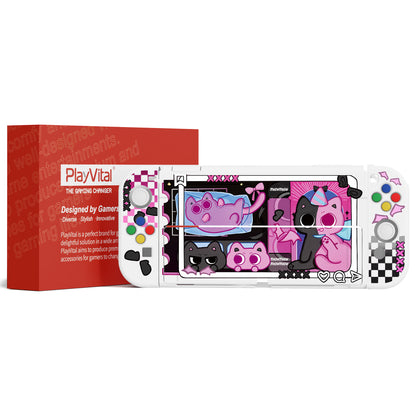 PlayVital ZealProtect ソフト TPU スリム保護ケース 親指グリップキャップと ABXY 方向ボタンキャップ付き Switch 有機el 用【PP & VV】